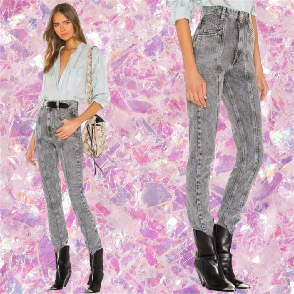ISABEL MARANT ETOILE HOMINY JEANS 8 10 80s Denim Pants Trousers Straight Skinny - Picture 4 of 16